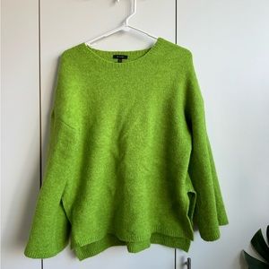Massimo Dutti Flared Sleeve Sweater - Studio - New Women | Color: Green |